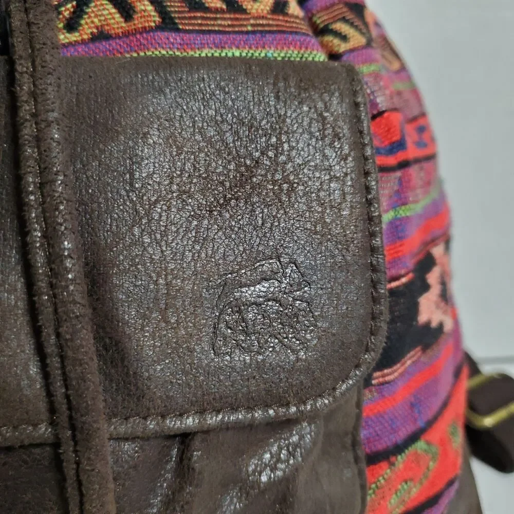 TigerBear Republik Peruvian Textile Backpack Rucksack Drawstring Bag Buckle Up